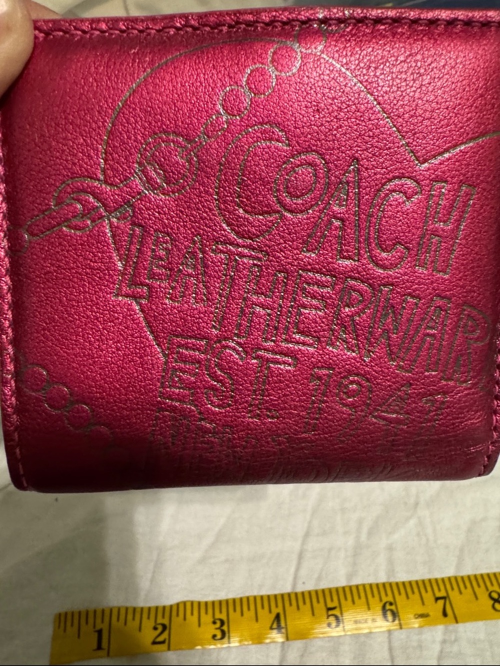 Coach Metallic Fuchsia Leather Zip Card Case - Picture 2 of 7
